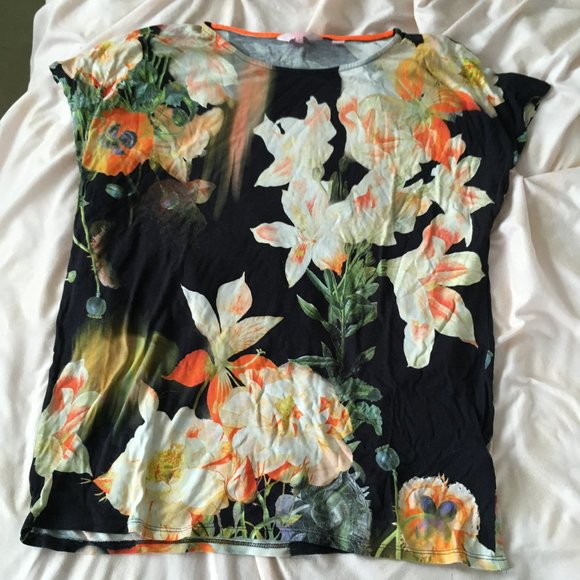 Ted Baker Omla Opulent Bloom Print tshirt top blouse size 3 like new - Picture 6 of 9